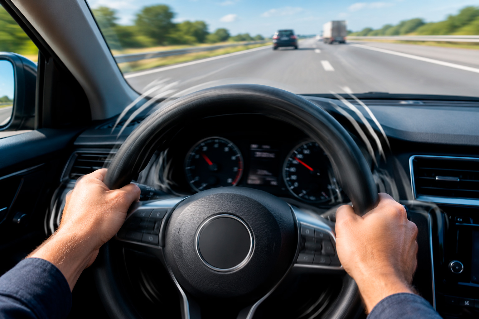 Técnico automotivo realizando o balanceamento de rodas na Bono Pneus