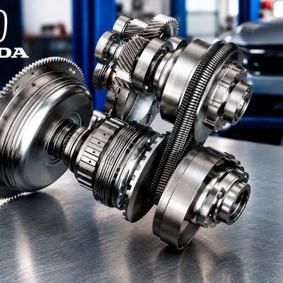 Transmissão automática CVT de veículo Honda em manutenção na Bono— filtro do câmbio CVT Honda não exige troca