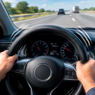 Técnico automotivo realizando o balanceamento de rodas na Bono Pneus